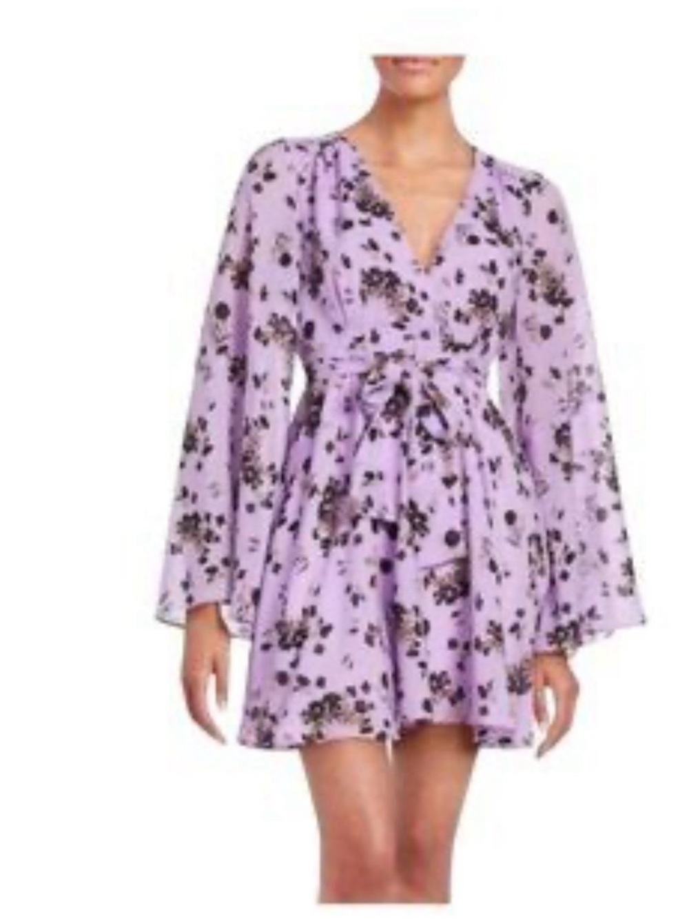 Free People Wisteria Dress Woman’s Mini Floral Bell Sleeve Size Medium